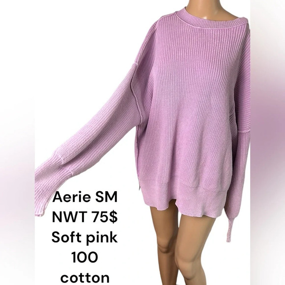 aerie Sweaters - Aerie sweater, women  sm/med/lg,pink,soft purple,oversized ,Ptp 25”,knit, cotton